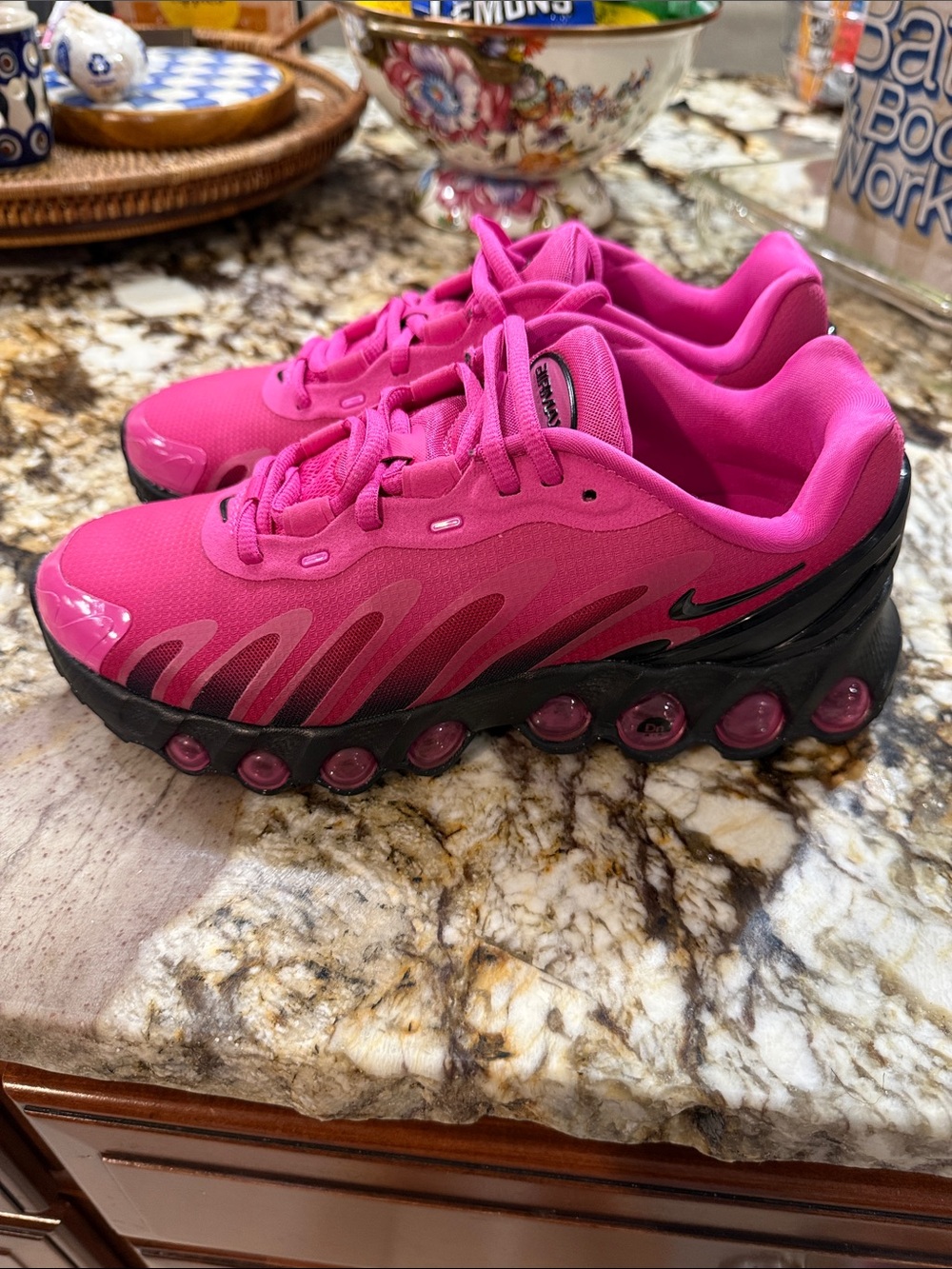Woman’s Nike Max Dn8 Bright Pink Athletic Sneakers with Black Sole